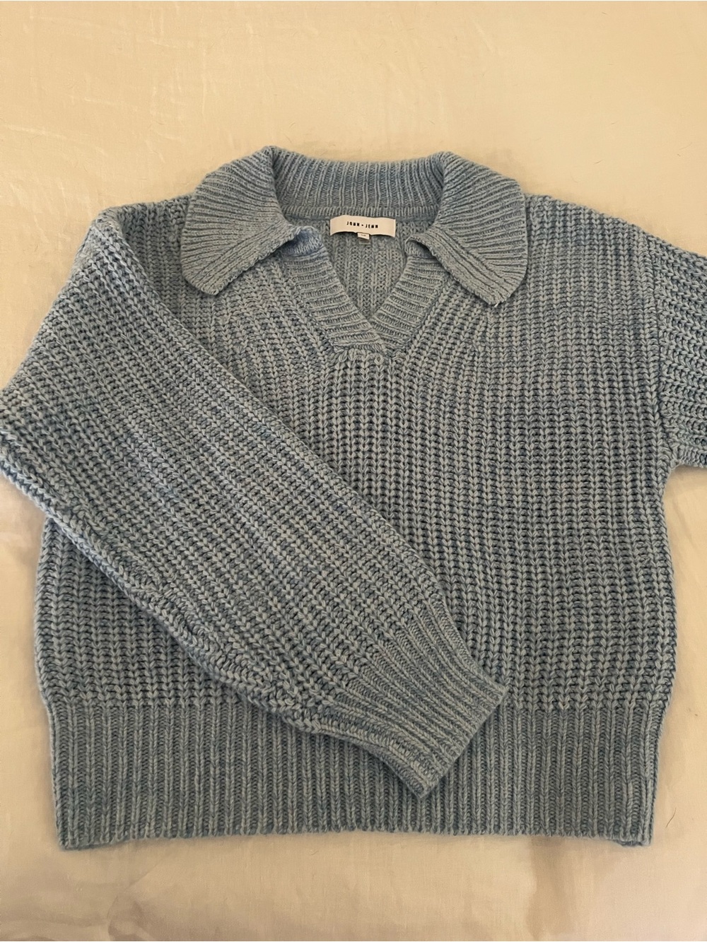 John + Jenn Chunky Knit Collared Sweater- Blue Gray Size Small - Women’s